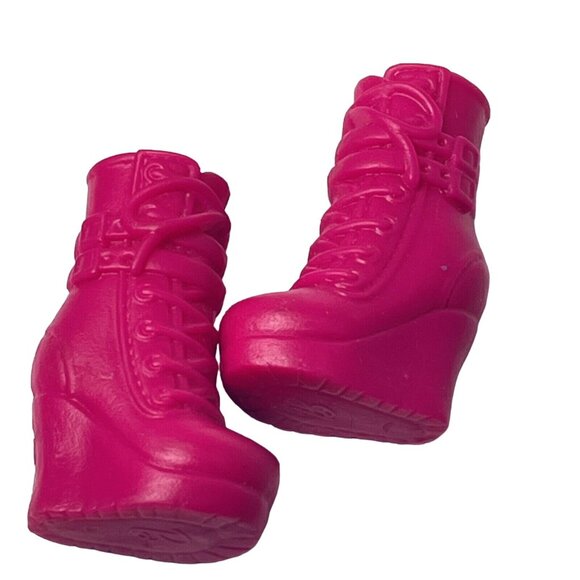 Barbie Doll Shoes Fashionistas Pink Wedge Heel Ankle High Boots Mattel - Picture 6 of 10